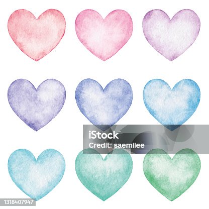 istock Watercolor Hearts 1318407947