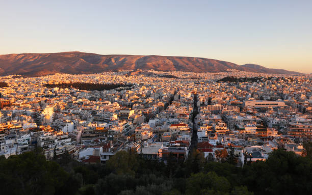 istock Athens skyline at sunrise from Acropolis, Greece 1318410940