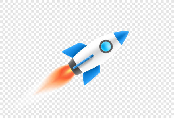 Rocket with the flame isolated on transparent background Vector illustration rocket stock illustrations