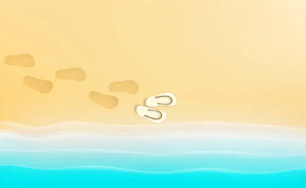 Vector illustration of Footprints on a sand in the morning