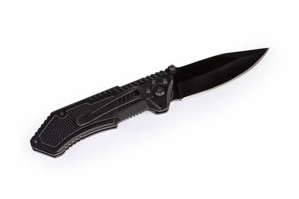 istock Open pocket knife with pivoted locking blade on white background 1318412127