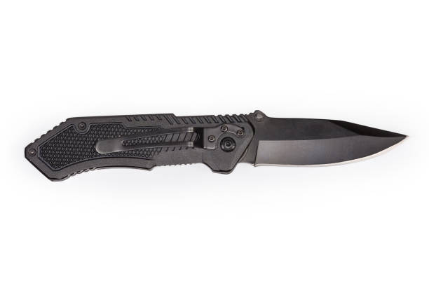 istock Top view of pocket knife with open pivoted locking blade 1318412200