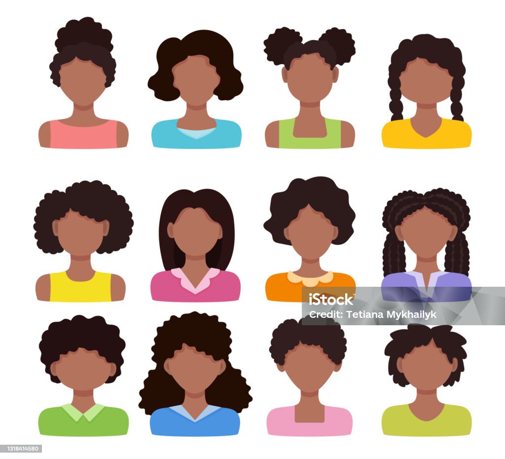Bộ Avatar Phụ Nữ Châu Phi Hình Minh Họa Vector Các Cô Gái Da Đen Với Kiểu  Tóc Khác Nhau Biểu Tượng Hoạt Hình Khuôn Mặt Nữ Các Ký Tự Bị Cô