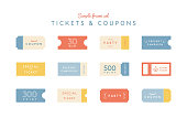 A set of simple, flat ticket or coupon frames