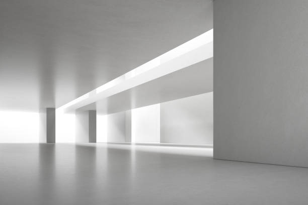 istock Abstract 3d rendering of empty concrete room with light and shadow on the wall. 1318418024