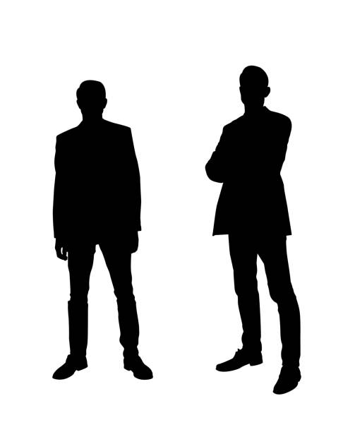 흰색에 고립 된 정장에 사업가의 실루엣 - men inside of suit silhouette stock illustrations