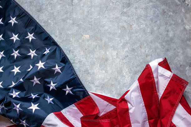 istock Flag of USA on light grey background 1318421968