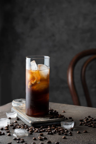 istock Black coffee with ice cubes . Refreshment beverage for hot days. 1318422323