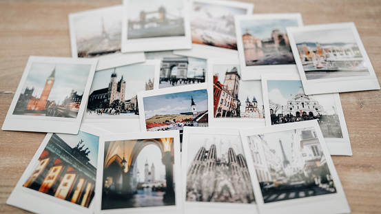Collection of instant photography of travel destinations