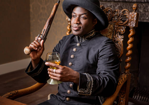 istock African traditionally dressed european man with a weapon 1318427837