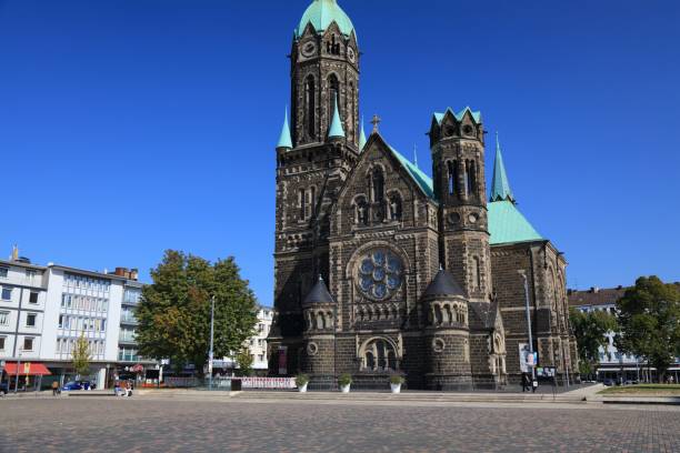 People visit Rheydt district of Moenchengladbach, a major city in North Rhine-Westphalia region of Germany.