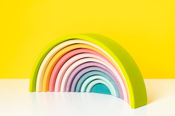 Wooden rainbow stacker toy