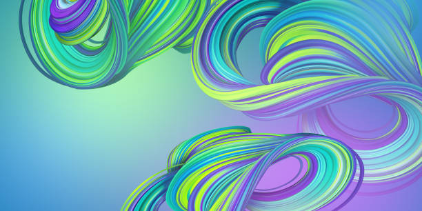 istock digital illustration, abstract violet green background with twisted lines, wide horizontal wallpaper 1318431506