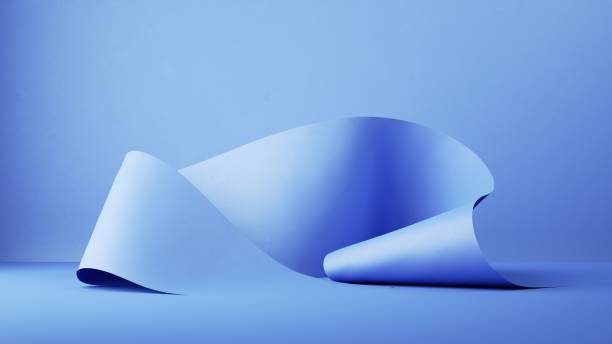 istock 3d render, abstract fashion background with fallen folded blue paper ribbon 1318431634