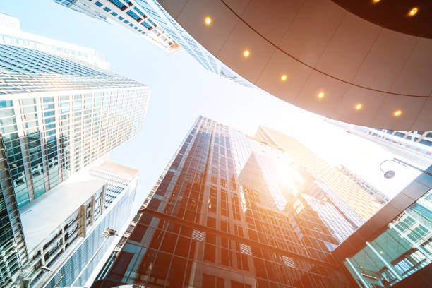 istock Abstract background from closeup glasses window on modern building 1318432613