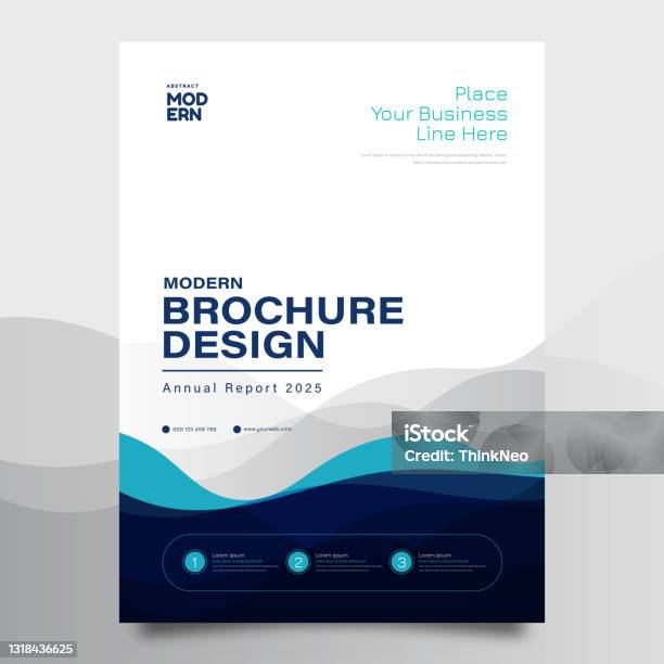 Annual Report Brochure Flyer Template Blue Cover Design Business Advertisement Magazine Ads Catalog Vector Layout In A4 Size Stock Illustration - Download Image Now