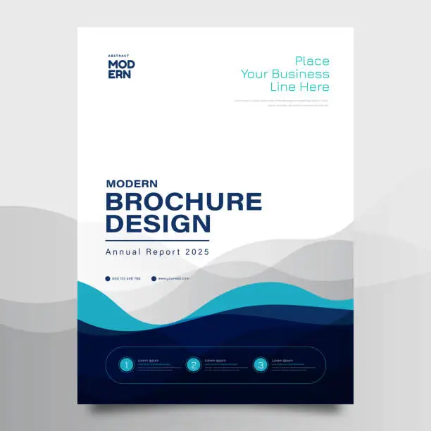 Vector illustration of Annual report brochure flyer template, Blue cover design, business advertisement, magazine ads, catalog vector layout in A4 size