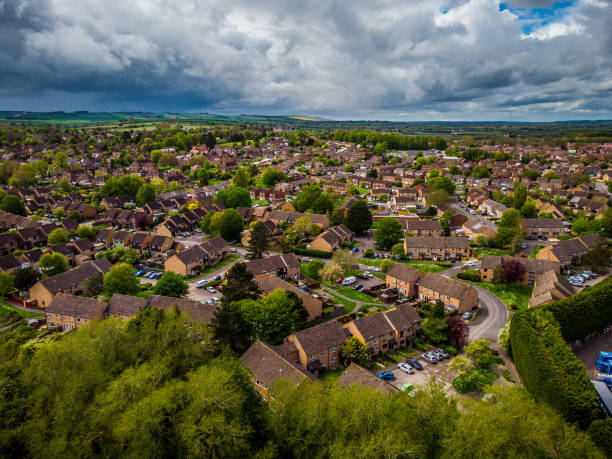 Aerial view of Wantage, Oxfordshire, uk stock photo