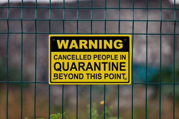 istock Warning, cancelled people in quarantine beyond this point 1318439397