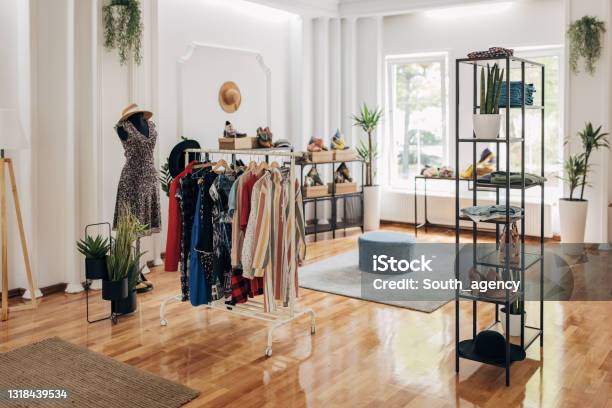 Modern Fashion Store Stock Photo - Download Image Now - Boutique, Shoe Store, Clothing
