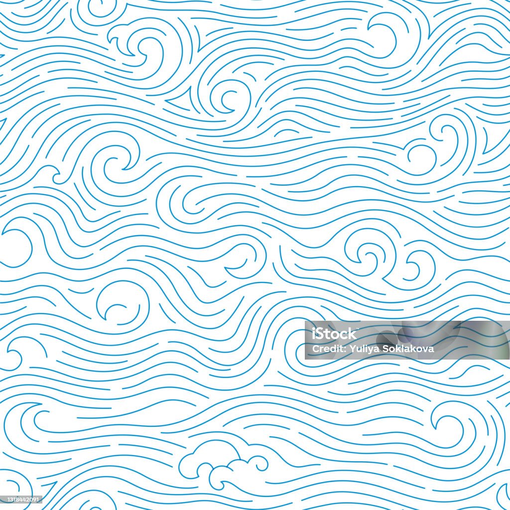 Vector Pattern Background Ocean Vector Ocean Background With Abstract Waves Seamless Pattern With ...
