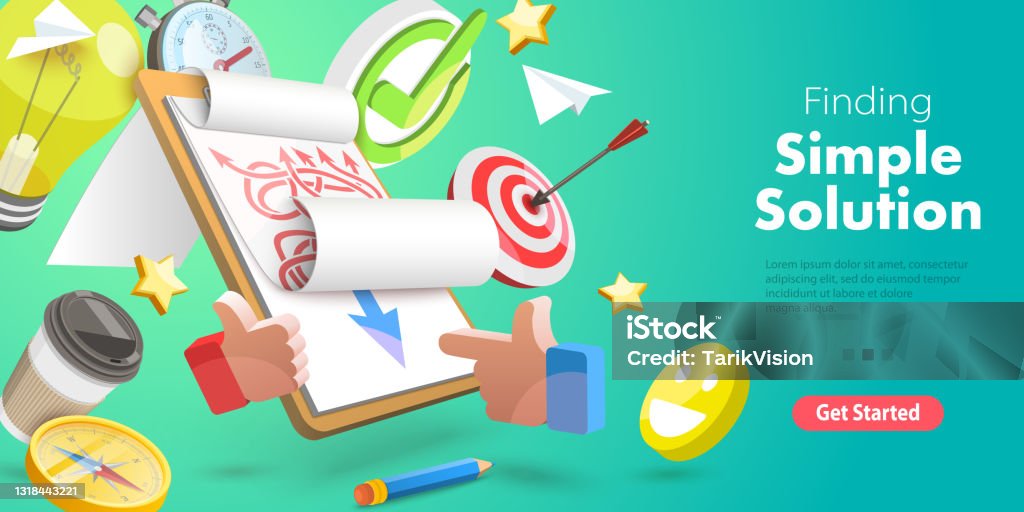 3d Vector Conceptual Illustration Of Finding A Simple Solution Stock ...