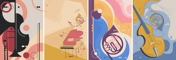 Vector illustration of Collection of classical music posters.