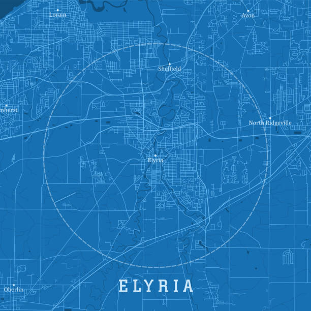 エリリアoh都市ベクトルロードマップ青いテキスト - elyria点のイラスト素材／クリップアート素材／マンガ素材／アイコン素材