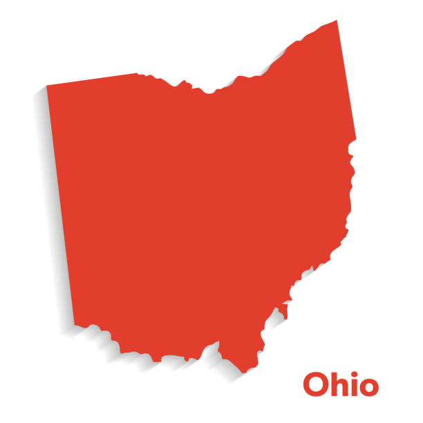 U.S State With Capital City, Ohio Isolated U.S.A State With Capital City. The map is on a transparent background (there is no white shape behind it) columbus ohio sign stock illustrations