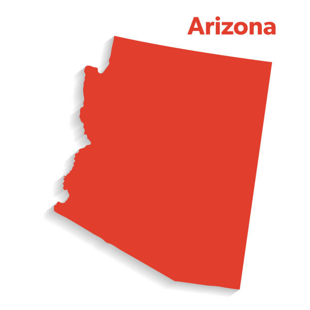 ilustrações de stock, clip art, desenhos animados e ícones de u.s state with capital city, arizona - arizona map outline silhouette