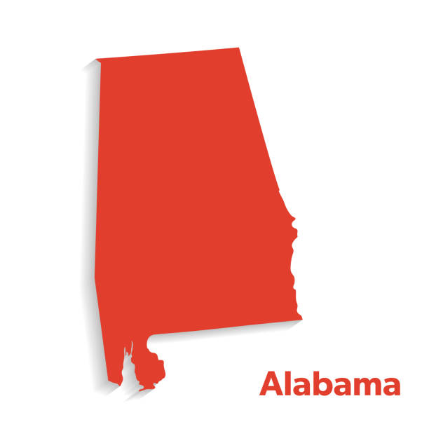 U.S State With Capital City, Alabama Isolated U.S.A State With Capital City. The map is on a transparent background (there is no white shape behind it) alabama stock illustrations