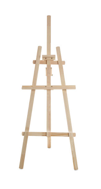 istock Empty wooden easel isolated on white. Equipment for art 1318457570