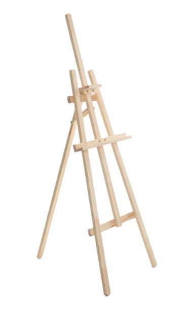 istock Empty wooden easel isolated on white. Equipment for art 1318458889
