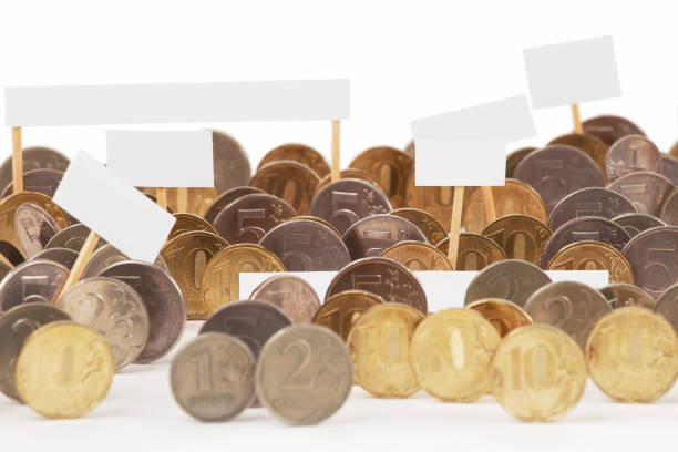 istock Coins at the demonstration with empty posters 1318462770