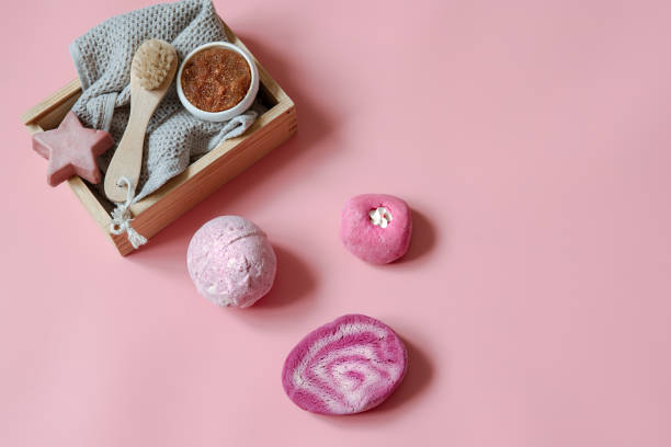 istock Spa composition with bath accessories for body care copy space. 1318464173