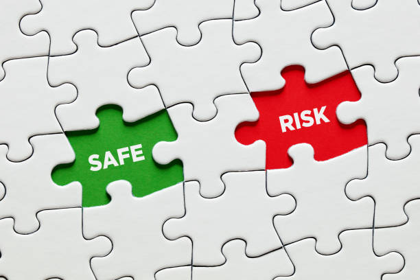 istock Missing puzzle pieces with the words risk and safe. Business investment decision between risk taking or safe bet. 1318466820