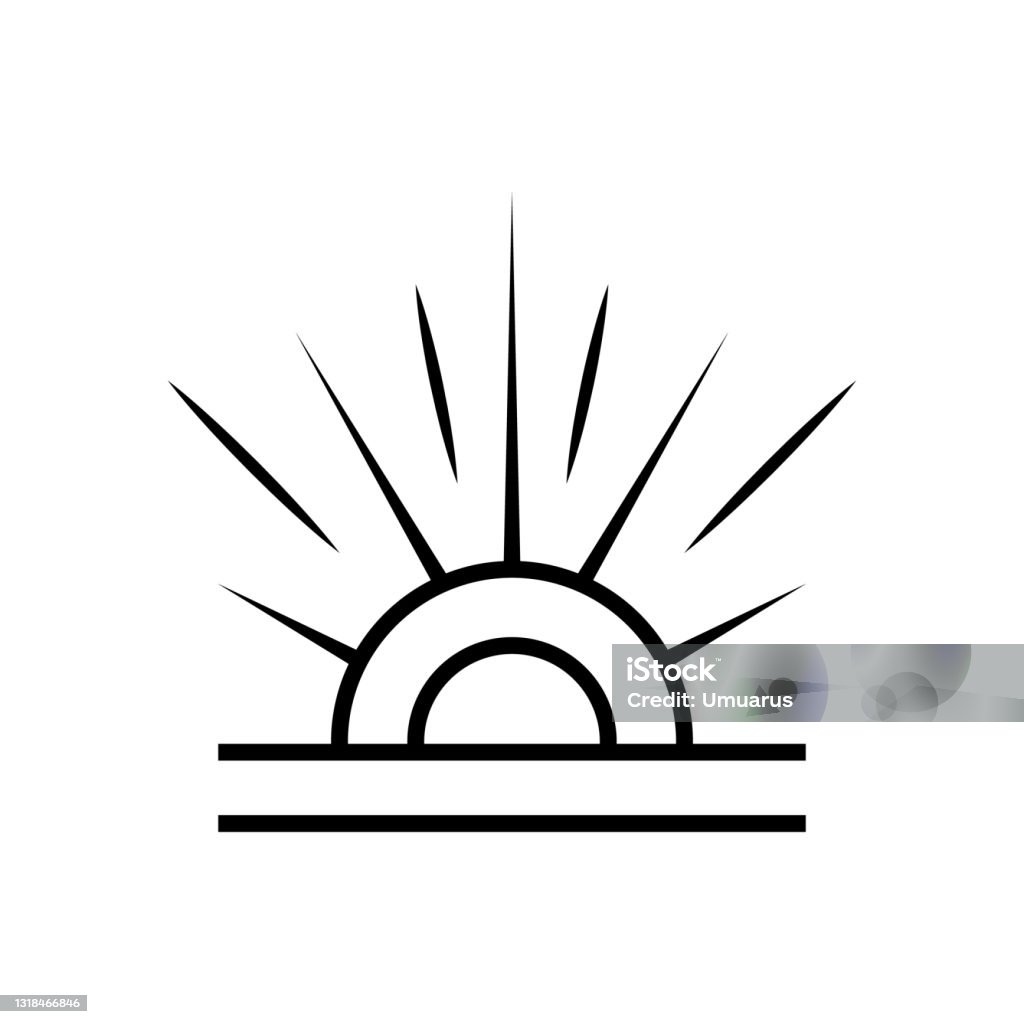 Sun Rising Stylized Vector Logo On Which The Abstract Image Of The Rising Sun In A Linear ...