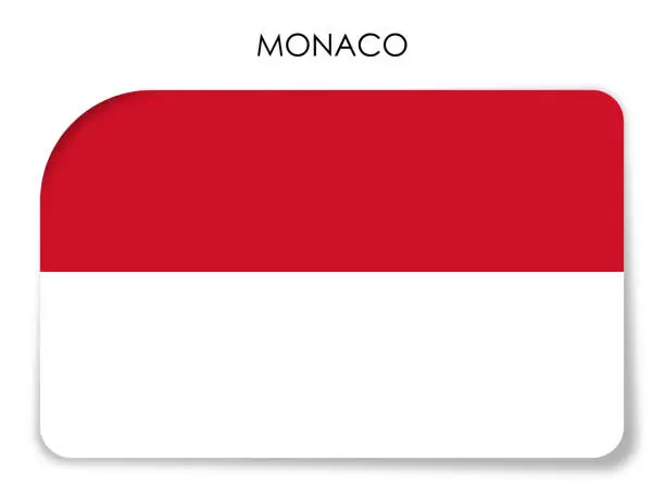 Vector illustration of Monaco flag label. Button for mobile application or web. Vector on light background