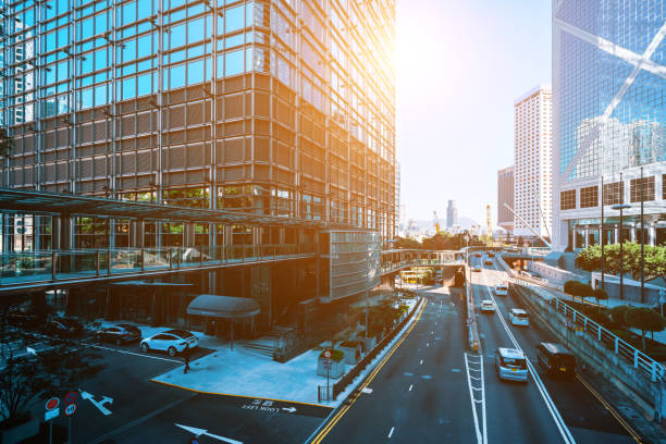 istock Abstract background from closeup glasses window on modern building 1318469734
