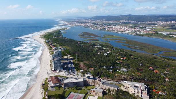 istock Portuguese beach and river - Aerial Drone view 1318470103