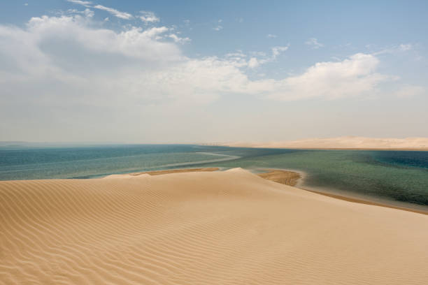 Morning at White dunes, called Sugar dunes at Al Khaluf, Oman. It is south part of Wahiba desert, near Arabian sea.