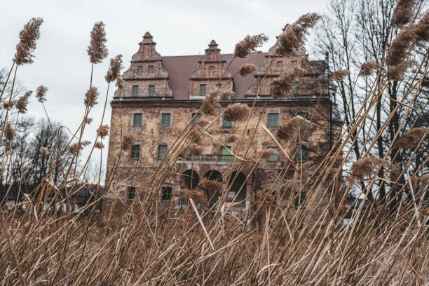 Palace in Polska Cerekiew built in 1617 by Frederick von Opersdorff. In 2012, the palace was renovated and there is a library on the adapted ground floor, Opole Voivodeship, south-western Poland.