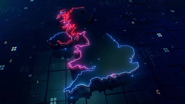 mapa digital del reino unido - britain british fotografías e imágenes de stock