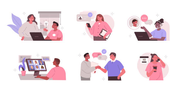 деловая командная работа - презентация речь stock illustrations