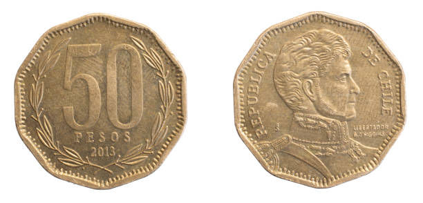 istock Chile fifty pesos coin on a white isolated background 1318472455