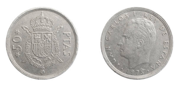 istock Spain fifty  ptas coin on a white isolated background 1318472467