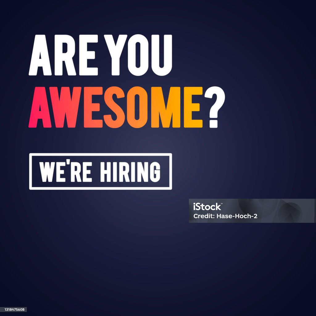 Vector Illustration Modern Are You Awesome We're Hiring Recruitment Design Template - Royalty-free Recrutamento arte vetorial