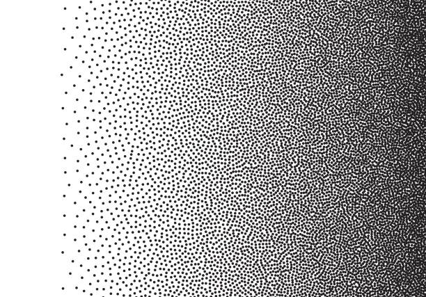 illustrations, cliparts, dessins animés et icônes de fond de gradient de dotwork, points dispersés noirs et blancs de stipple - stochastic