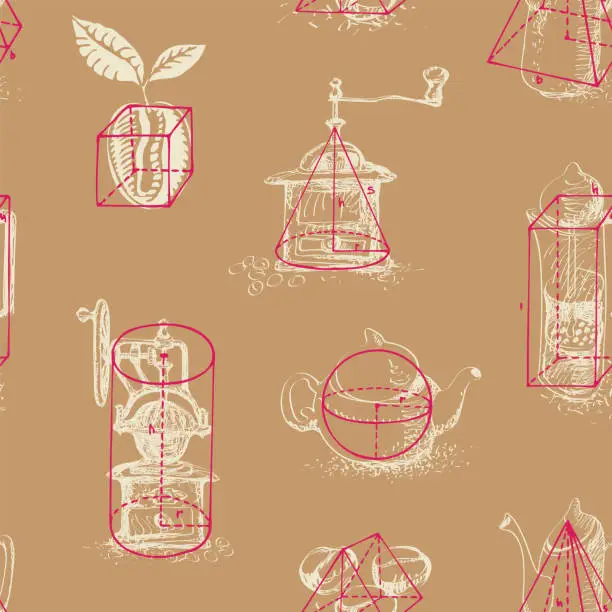 Vector illustration of seamless pattern on the tea and coffee theme