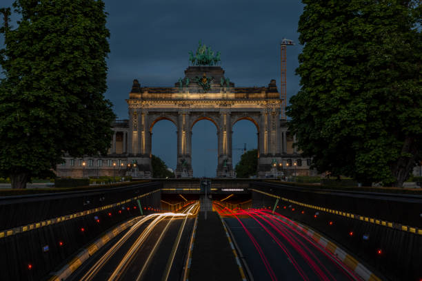 Arcades of the Fiftieth Anniversary Night view of the street and arcades fiftieth stock pictures, royalty-free photos & images